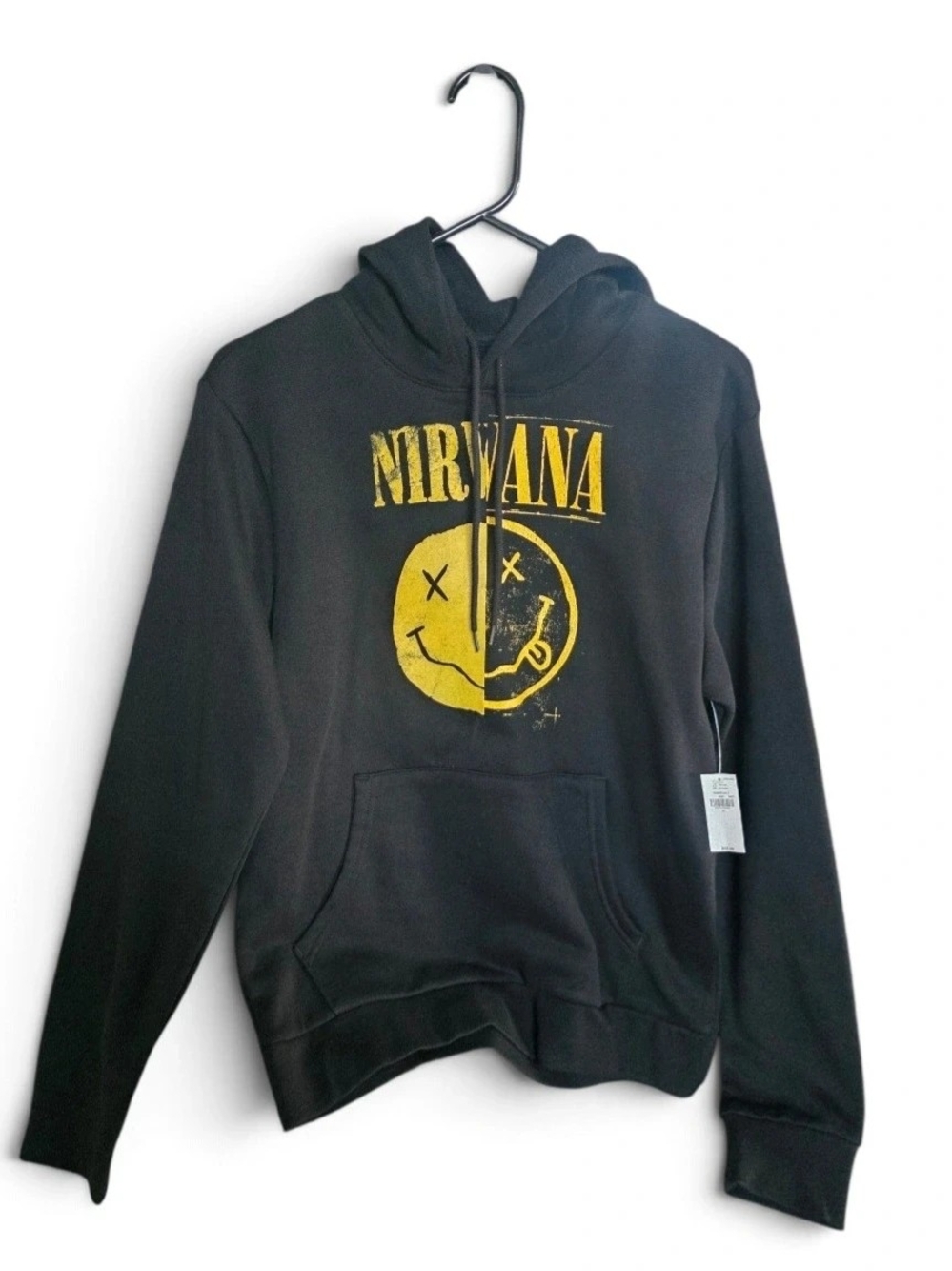 Old Navy Black Hoodie with Yellow Nirvana Graphic